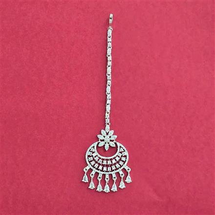 Cubic Zirconia Classic Tikka With Rhodium Plating