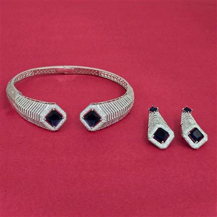 American Diamond Hasli Necklace with Rhodium Plating