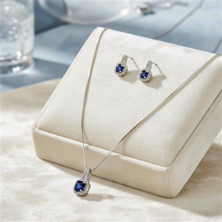 Cubic Zirconia Classic Pendant Set With Rhodium Plating