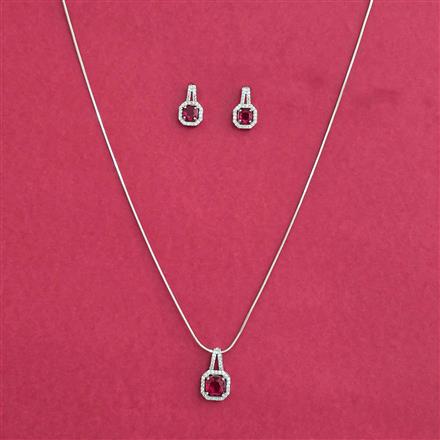 Cubic Zirconia Classic Pendant Set With Rhodium Plating