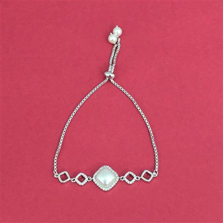 Cubic Zirconia Delicate Bracelet With 2 Tone Rhodium Plating