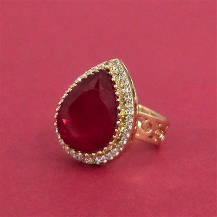 Cubic Zirconia Adjustable Ring With Gold Plating