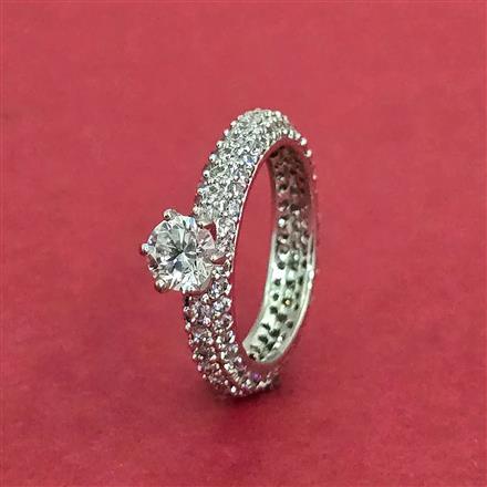 Cubic Zirconia Delicate Ring With 2 Tone Rhodium Plating