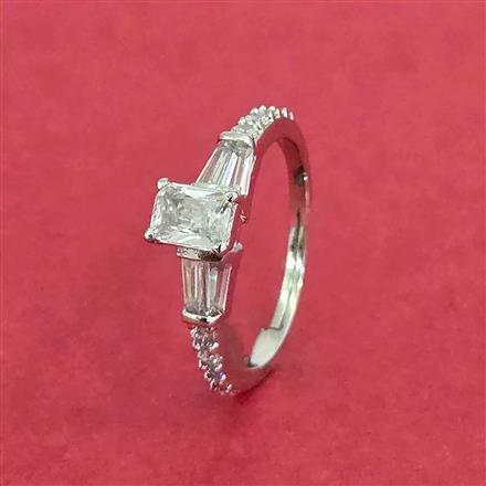 Cubic Zirconia Delicate Ring With 2 Tone Rhodium Plating