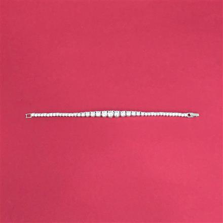 Cubic Zirconia Classic Bracelet With 2 Tone Rhodium Plating