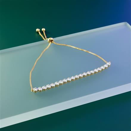 Cubic Zirconia Adjustable Bracelet With 2 Tone Rhodium Plating