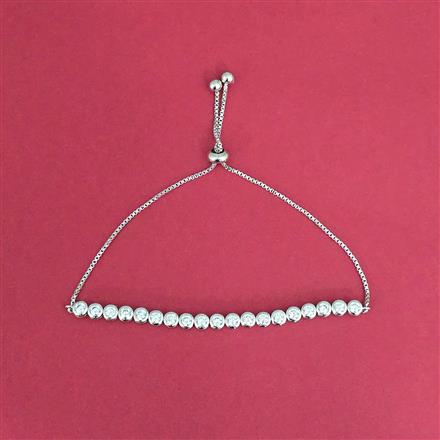Cubic Zirconia Adjustable Bracelet With 2 Tone Rhodium Plating