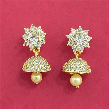 Cubic Zirconia Moti Earring With Gold Plating