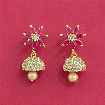 Cubic Zirconia Pearl Earring With Gold Plating