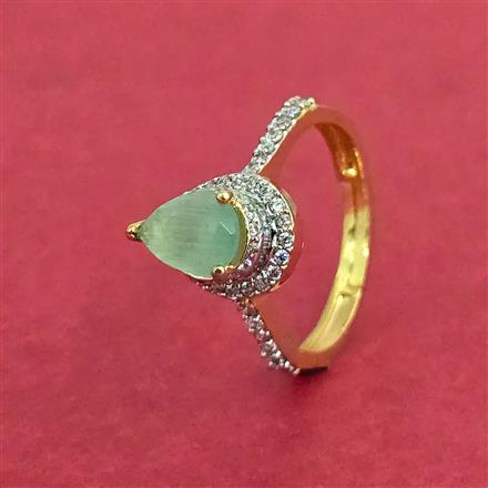 Cubic Zirconia Adjustable Ring With 2 Tone Plating