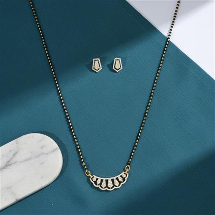 Cubic Zirconia Delicate Mangalsutra With 2 Tone Rhodium Plating