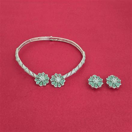 Cubic Zirconia Classic Necklace Set With Rhodium Plating