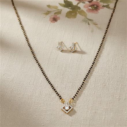 Cubic Zirconia Delicate Mangalsutra With 2 Tone Rhodium Plating