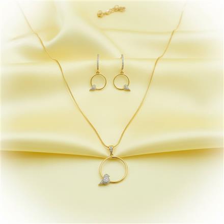 Cubic Zirconia Classic Pendant Set With 2 Tone Plating