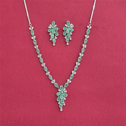 Cubic Zirconia Delicate Necklace Set With Rhodium Plating