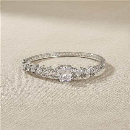 Cubic Zirconia Delicate Kada With Rhodium Plating