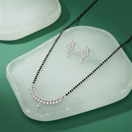 Cz Delicate Mangalsutra With 2 Tone Rhodium Plating