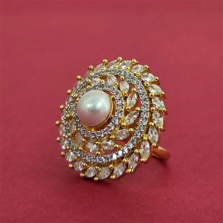 Cz Adjustable Ring With 2 Tone Rhodium Plating