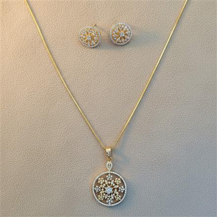 Cz Classic Pendant Set With 2 Tone Plating