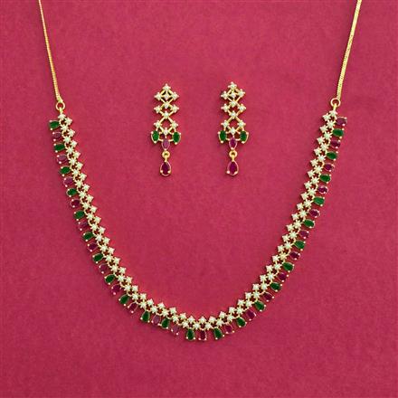 Cz Moti Necklace With Gold Plating