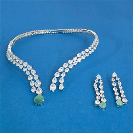 Cz Classic Necklace With Rhodium Plating