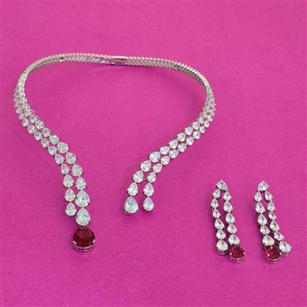 Cz Classic Necklace With Rhodium Plating