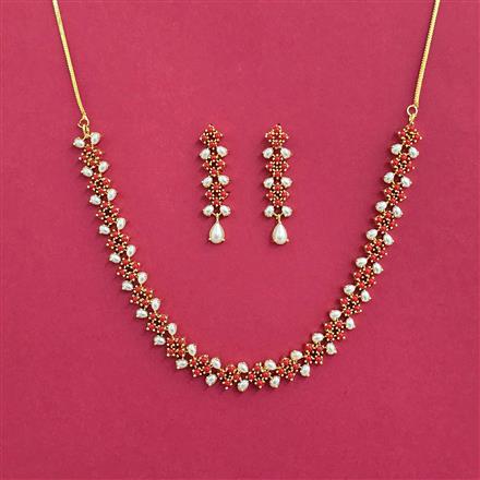 Cz Moti Necklace With Gold Plating