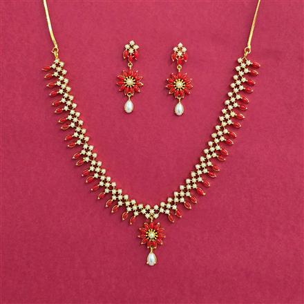 Cz Moti Necklace With Gold Plating