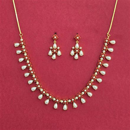 Cz Moti Necklace With Gold Plating