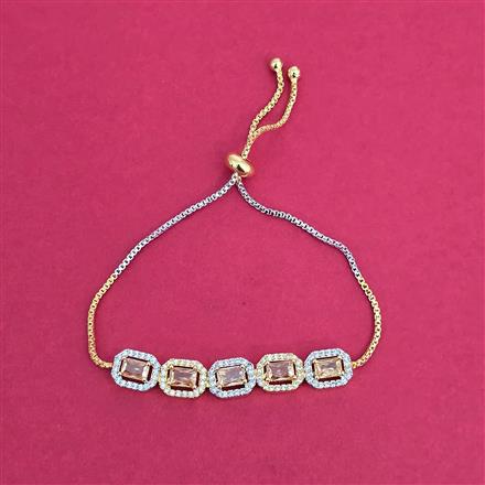 Cz Adjustable Bracelet With 2 Tone Plating