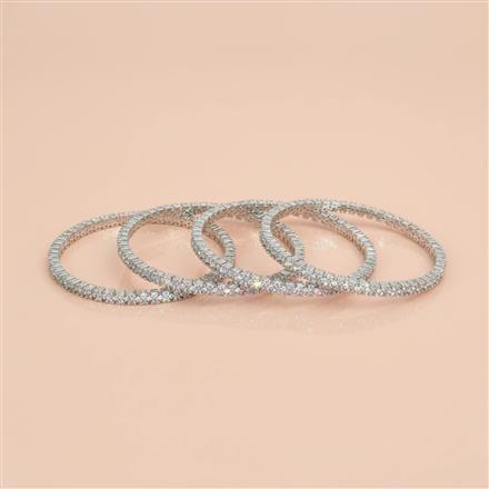 Cz Classic Bangles With Rhodium Plating