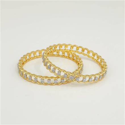 Cz Classic Bangles With 2 Tone Plating
