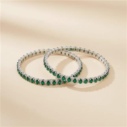 Cz Classic Bangles With Rhodium Plating