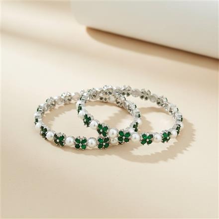 Cz Moti Bangles With Rhodium Plating