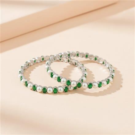 Cz Moti Bangles With Rhodium Plating