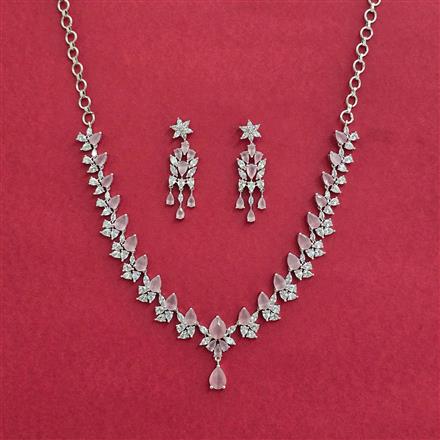 Cz Delicate Necklace With Rhodium Plating