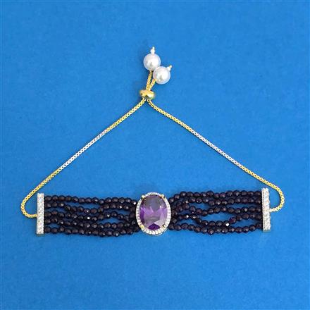 Cz Adjustable Bracelet With 2 Tone Plating