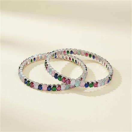 Cz Delicate Bangles With Rhodium Plating