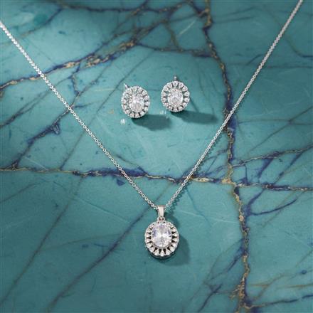 Cz Delicate Pendant Set With Rhodium Plating