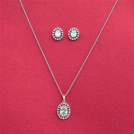 Cz Delicate Pendant Set With Rhodium Plating