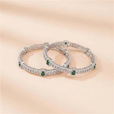 Cz Classic Bangles With Rhodium Plating