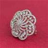 Cz Adjustable Ring With 2 Tone Rhodium Plating