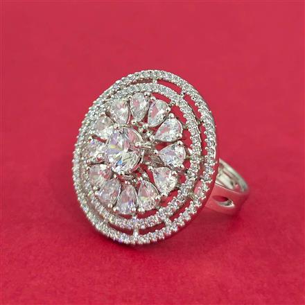 Cz Adjustable Ring With 2 Tone Rhodium Plating