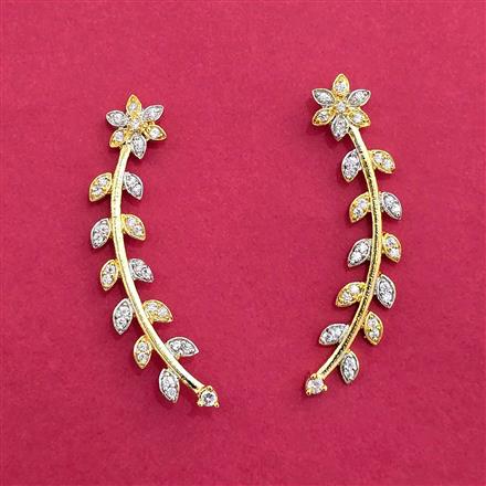 Cz Earcuff With 2 Tone Rhodium Plating