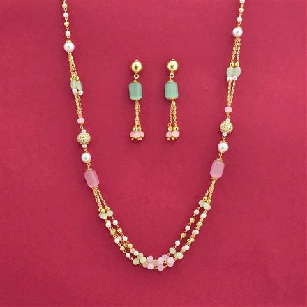 Cubic Zirconia Mala Necklace With Gold Plating