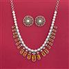 Cubic Zirconia Pearl Necklace With Rhodium Plating