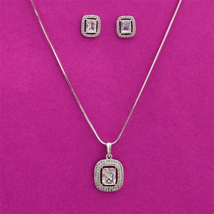 Cubic Zirconia Classic Pendant Set With Rhodium Plating
