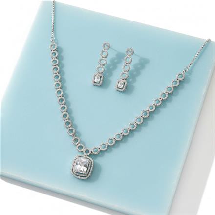 Cubic Zirconia Classic Necklace With Rhodium Plating