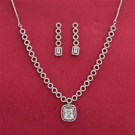 Cubic Zirconia Classic Necklace With Rhodium Plating