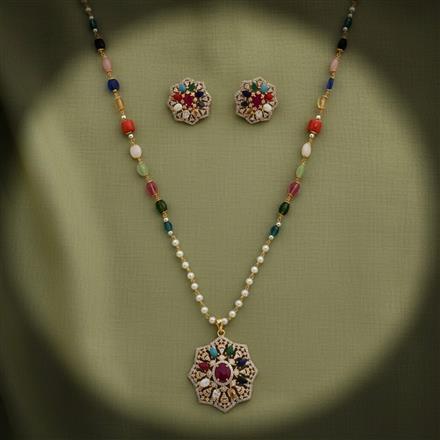 Cubic Zirconia Classic Pendant Set With 2 Tone Plating